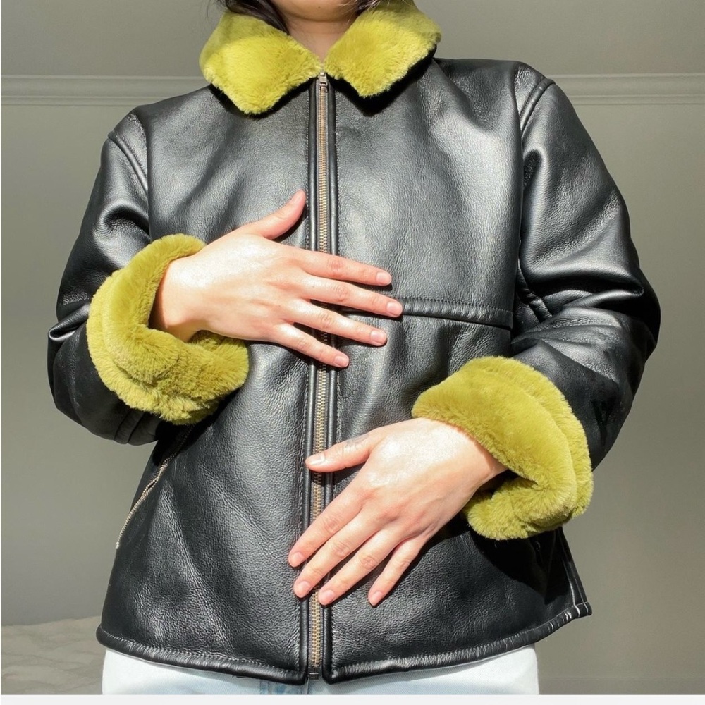 No. 6 Store Black Vegan Leather Bomber Jacket
